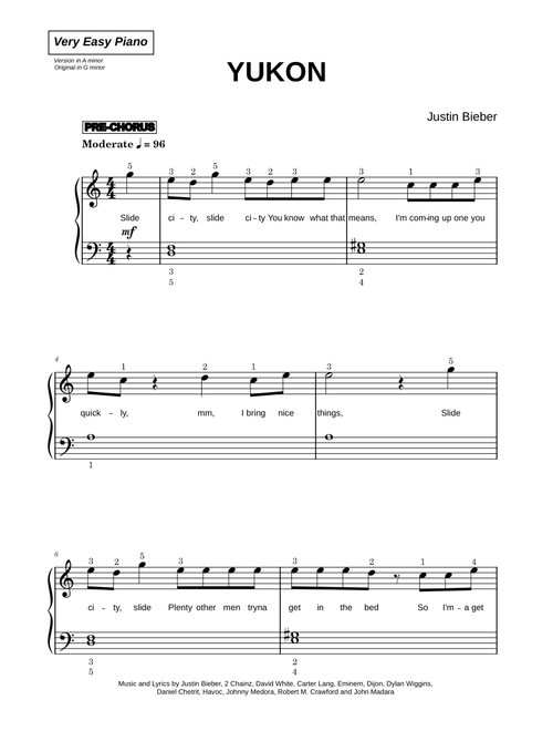 YUKON - Justin Bieber (Very Easy Piano)