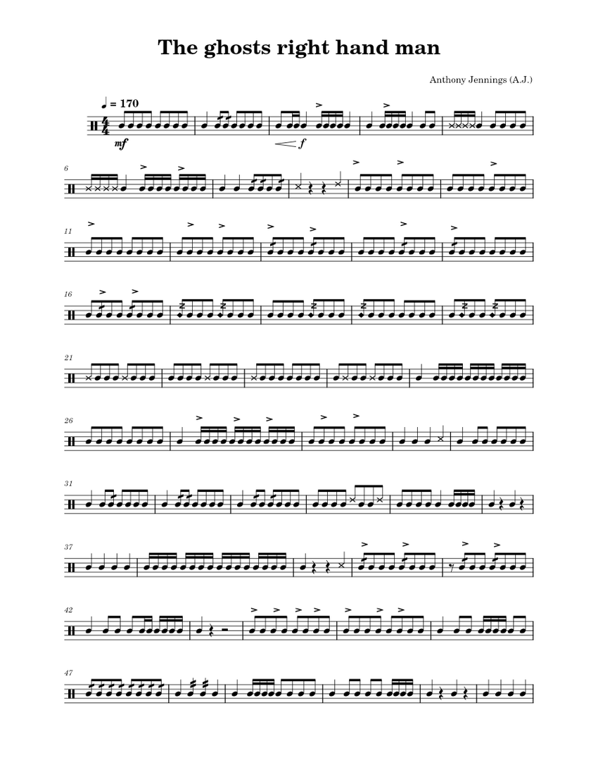 The ghosts right hand man Sheet music for Snare drum (Solo)