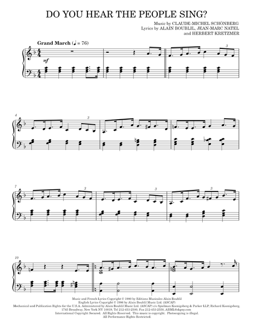 Do You Hear The People Sing? - Les Miserables Musical, Susan Boyle (Piano Solo)