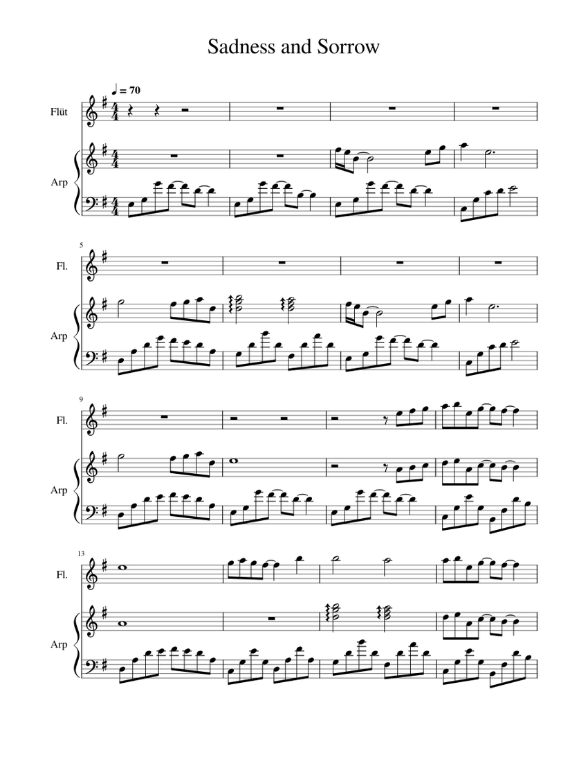 Sadness and Sorrow Sheet music for Flute, Harp (Mixed Duet)