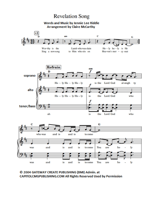 Revelation Song (Arr. Claire McCarthy) - Jennie Lee Riddle (Choral, SATB)