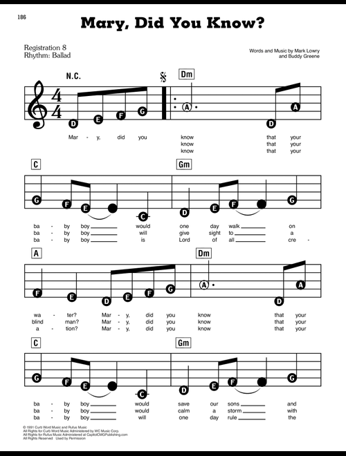 Mary, Did You Know? - Mark Lowry, Buddy Greene (E-Z Play Today)