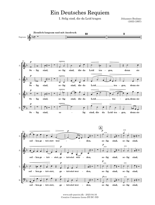 Ein deutsches Requiem, I. Selig sind, die da Leid tragen - Brahms