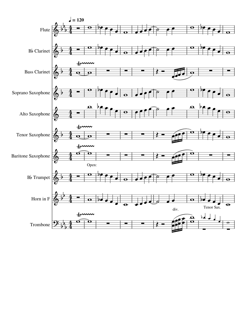 Untitled #6 Sheet Music for Trombone, Flute, Clarinet in b-flat ...