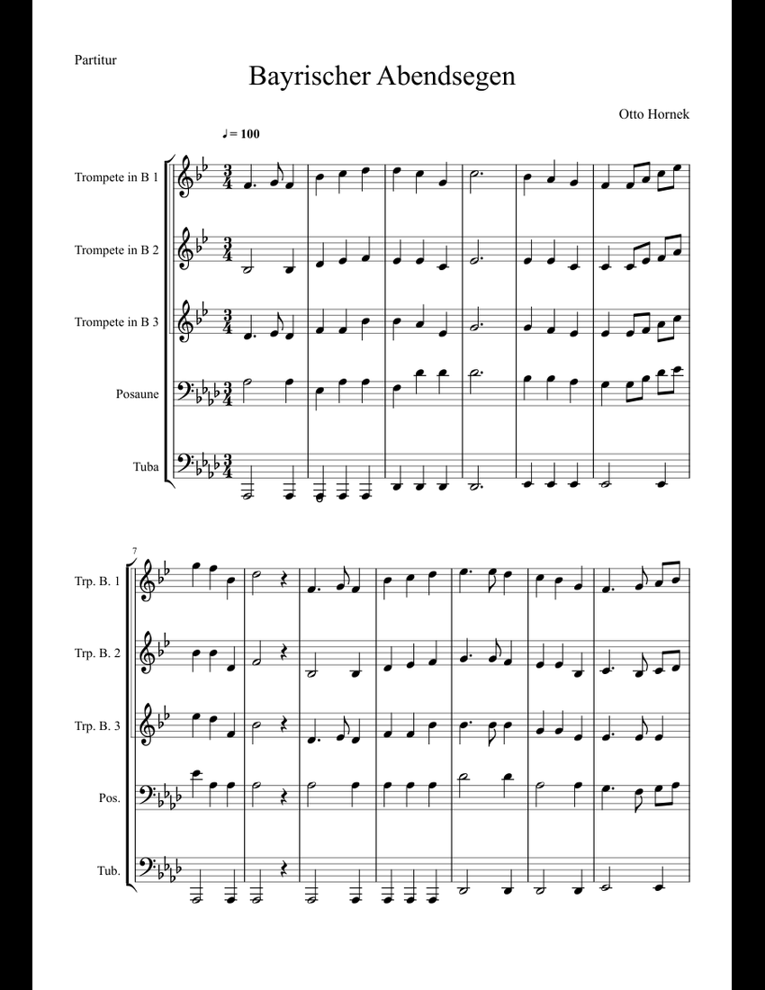 Bayrischer Abendsegen Sheet Music For Tuba (Solo) | Musescore.com