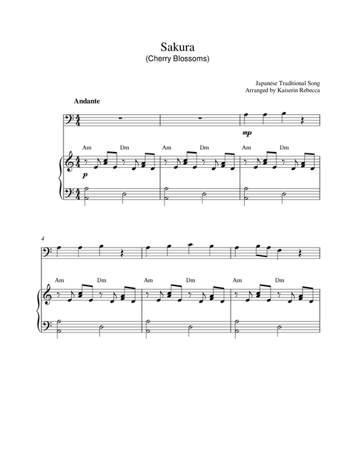 Sakura (Cherry Blossoms) (Arr. Kaiserin Rebecca) - Traditional Japanese Song (Clarinet and Piano)