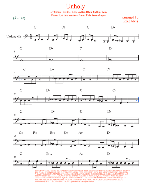 Unholy (Arr. Rene Alves) - Sam Smith Feat. Kim Petras (Cello Solo)