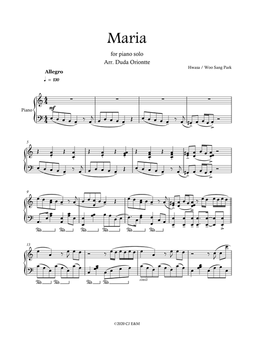 Maria (Arr. Duda Oriontte) - Woo Sang Park, Hwasa (Piano Solo)