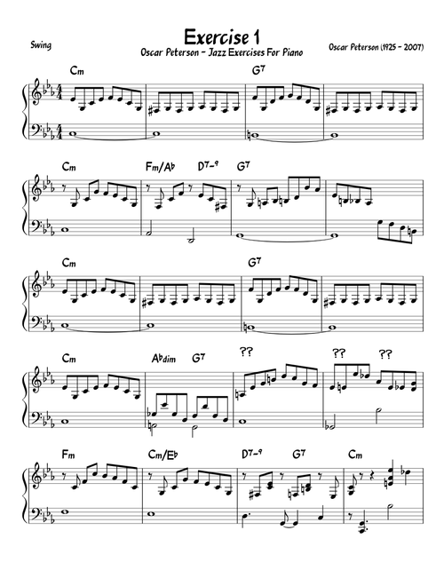 Oscar Peterson - Jazz Exercises for Piano - Exercise 1
