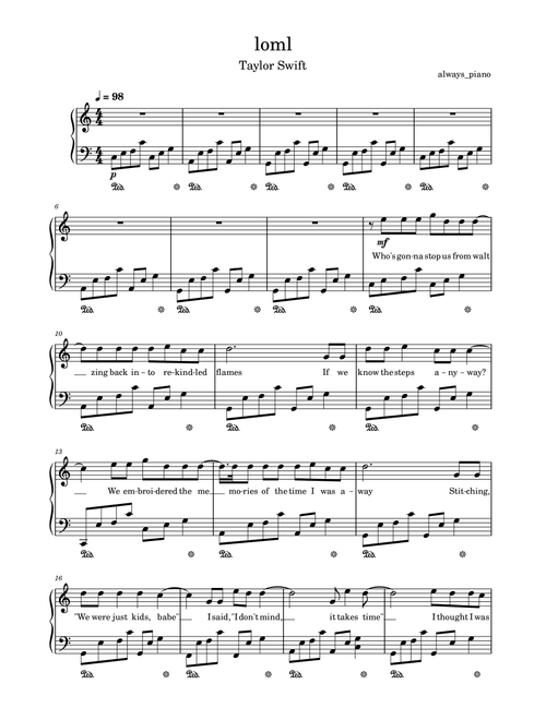 Loml (Arr. always_piano) - Taylor Swift (Piano Solo)