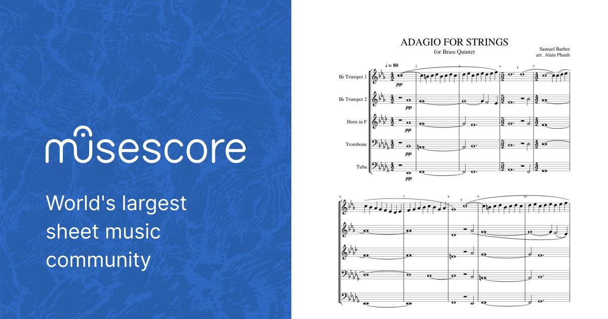Adagio for Strings Sheet Music for Trombone, Tuba, Trumpet