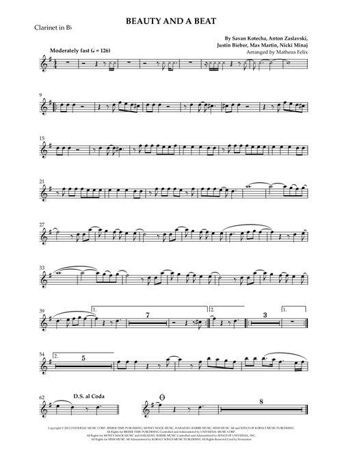 Beauty And A Beat (Arr. Matheus Felix) - Justin Bieber (Clarinet Solo)