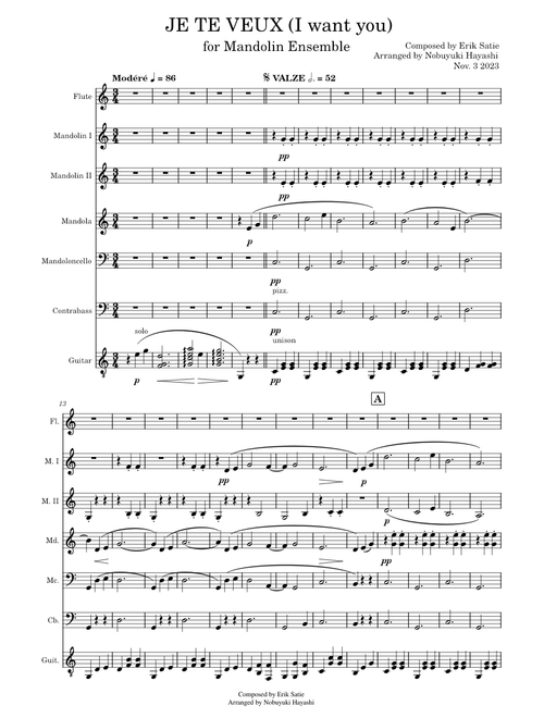 Je Te Veux – Erik Satie for Mandolin Ensemble