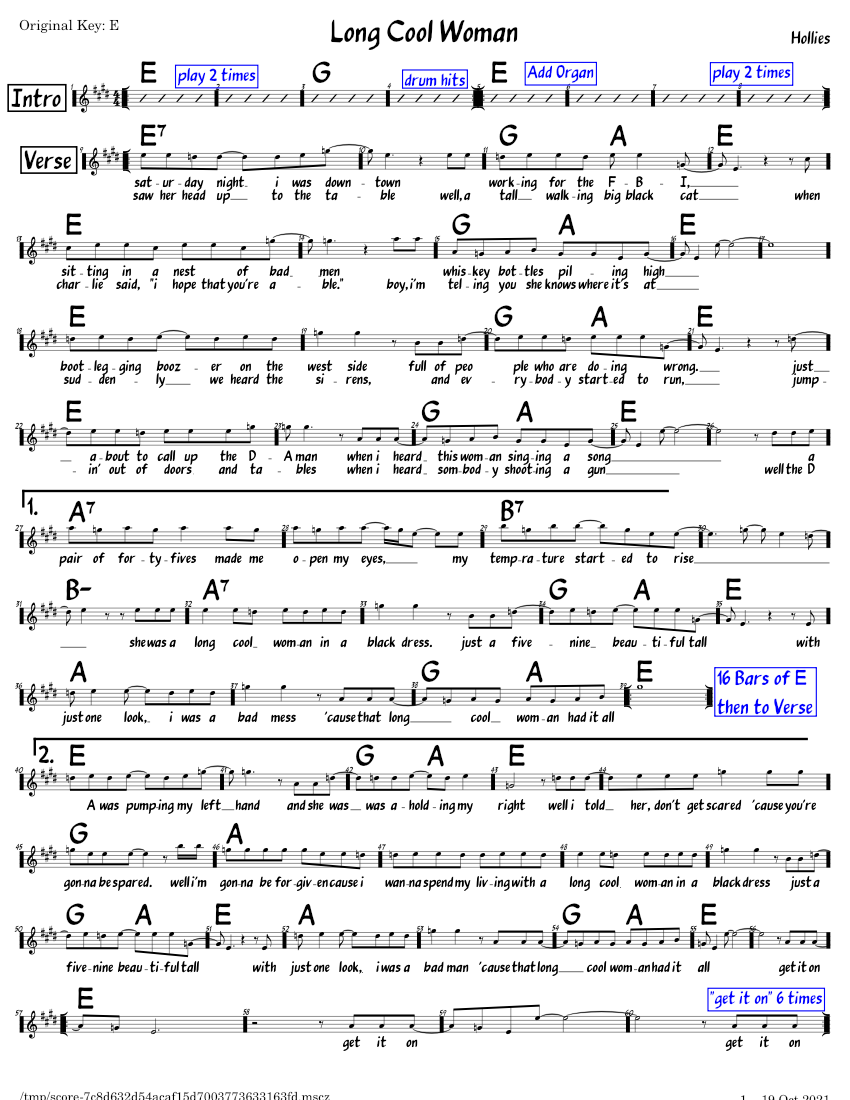 long cool woman in a black dress chords Guitar Lesson (The Hollies) THE HOLLIES Long Cool Woman