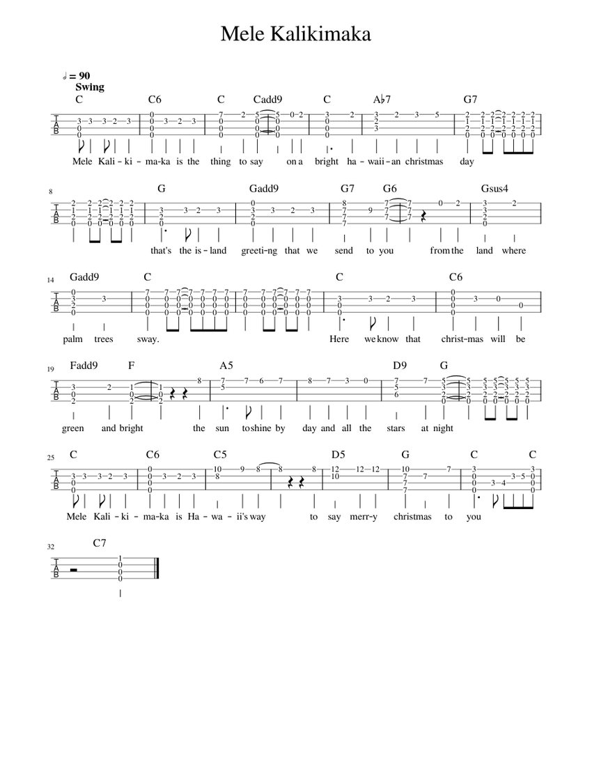 Mele Kalikimaka Ukulele Chord Melody Sheet music for Ukulele (Solo