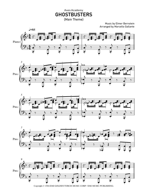 Main Title Theme (ghostbusters) (Arr. Marcello Gallante) - Elmer Bernstein (Piano Solo)