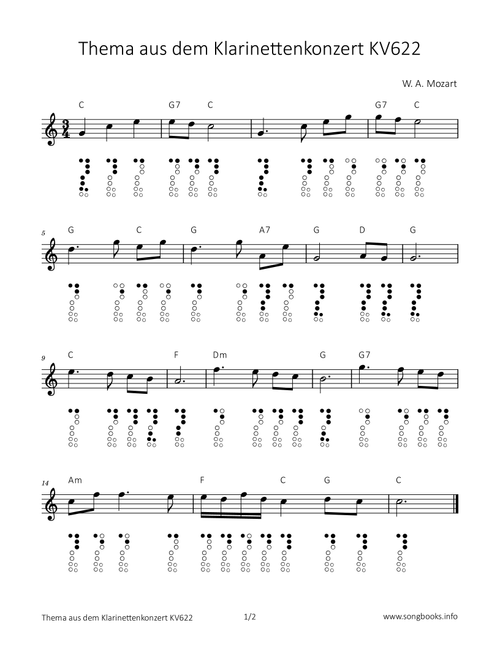 Thema aus dem Klarinettenkonzert KV622 (Arr. songbooks.info) - Wolfgang Amadeus Mozart (Recorder Solo)