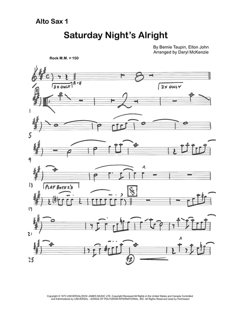 Saturday Night's Alright (for Fighting) (Arr. Daryl McKenzie) - Elton John (Large Ensemble)