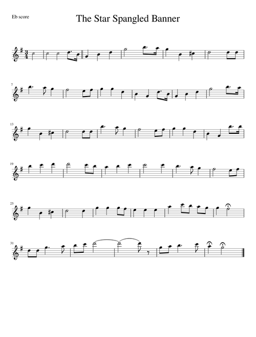 The Star Spangled Banner – John Stafford Smith (ALTO SAX)