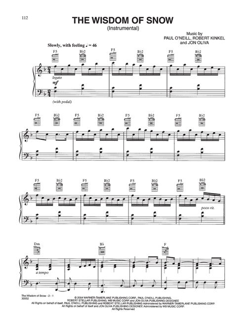 The Wisdom Of Snow - Trans-Siberian Orchestra (Piano Solo)