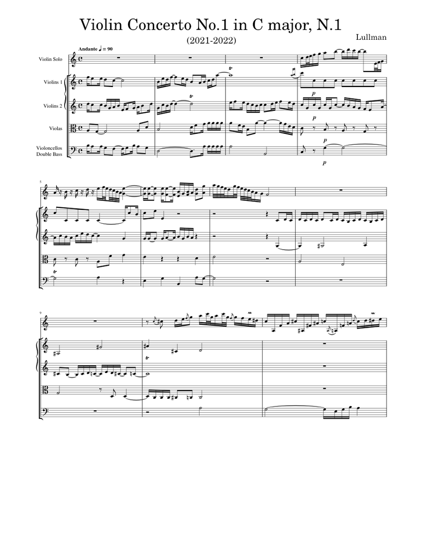 Violin Concerto No.1 in C major, N.1 Sheet music for Violin, Strings ...