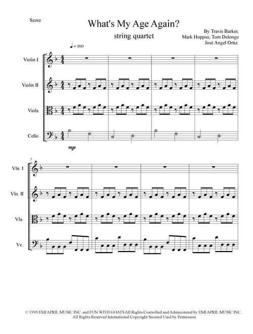 What's My Age Again? (Arr. José angel Ortiz ramirez) - Blink 182 (String Quartet)