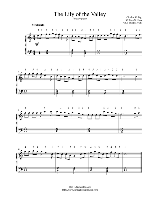The Lily of the Valley - for easy piano (Arr. Samuel Stokes) - Charles W. Fry, William S. Hays (Easy Piano)