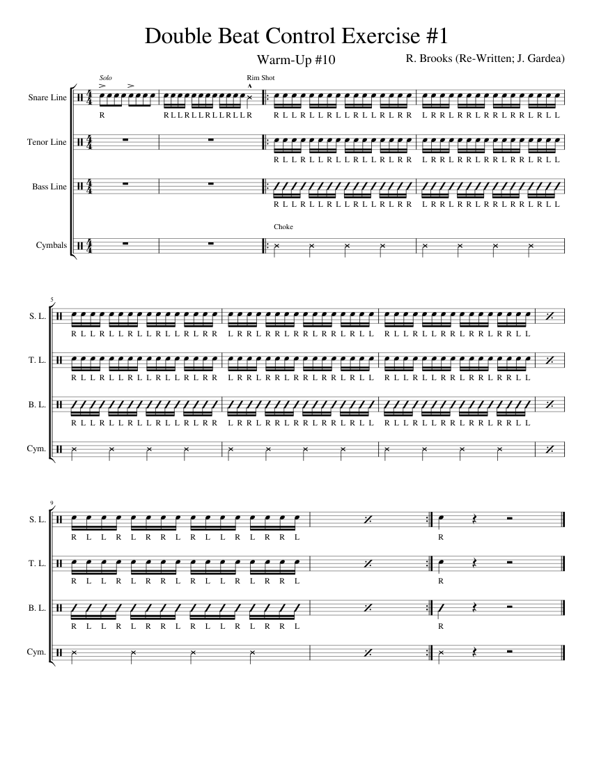 [AsWritten]Double Beat Control Exercise 1 (Progressive Drumline