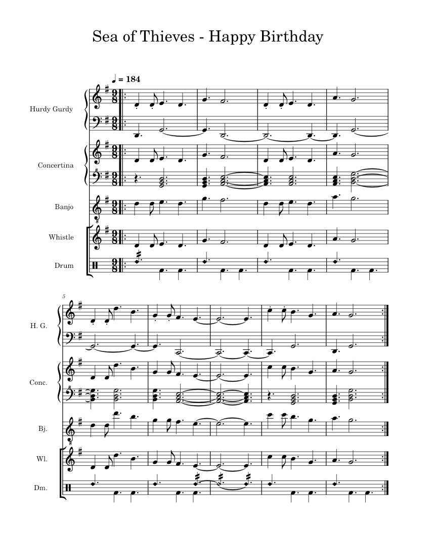 Happy Birthday to You – Misc Traditional Sheet Music for Concertina ...