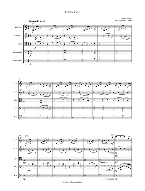 Tennessee (Arr. Johannes Christ) - Hans Zimmer (String Ensemble)