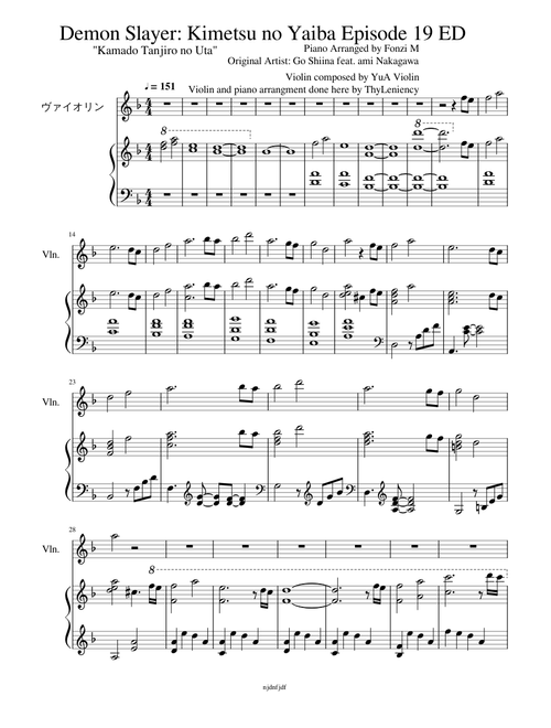 Demon_Slayer__Kimetsu_no_Yaiba_Episode_19_ED Violin + Piano