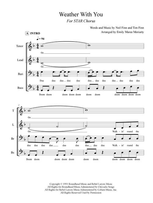 Weather With You (Arr. Emily Maree Moriarty) - Crowded House (Barbershop Quartet)