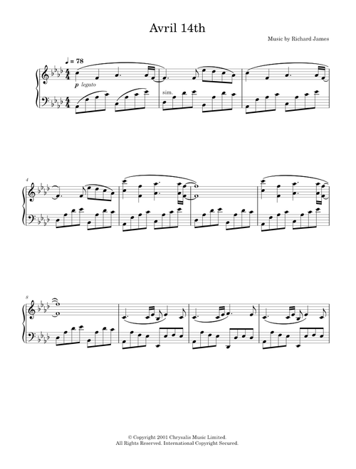 Avril 14th - Aphex Twin (Piano Solo)
