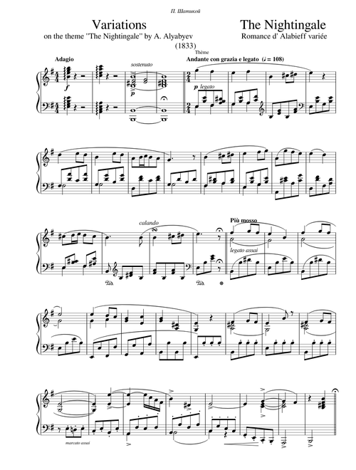 Variation on The Nightingale Glinka