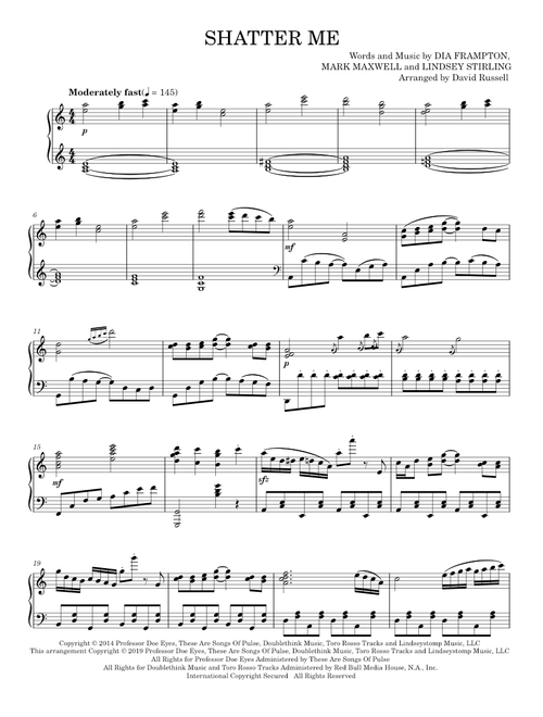 Shatter me - Lindsey Stirling (Piano Solo)