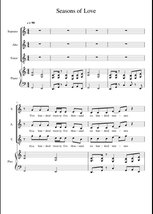 Seasons of Love – Jonathan Larson Sheet Music for Soprano, Alto