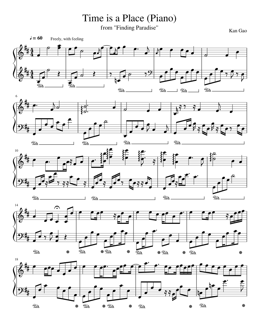 Time is a Place (Piano) Sheet Music for Piano (Solo