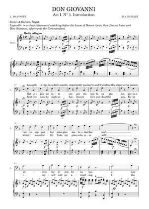 Don Giovanni - Mozart Sheet Music for Piano (Solo) easy