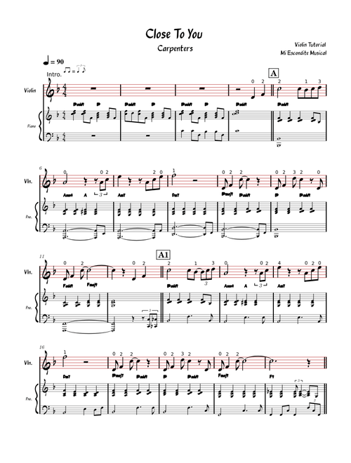 CLOSE TO YOU-VIOLIN Y PIANO