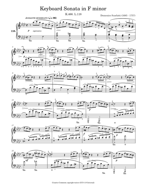 Keyboard Sonata in F minor, K.466, L.118 - Domenico Scarlatti