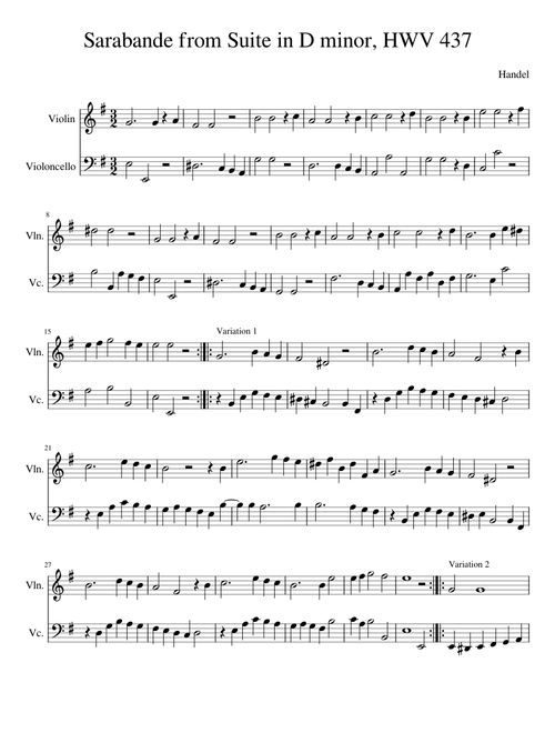 Sarabande from Suite in D minor,Violin-Cello