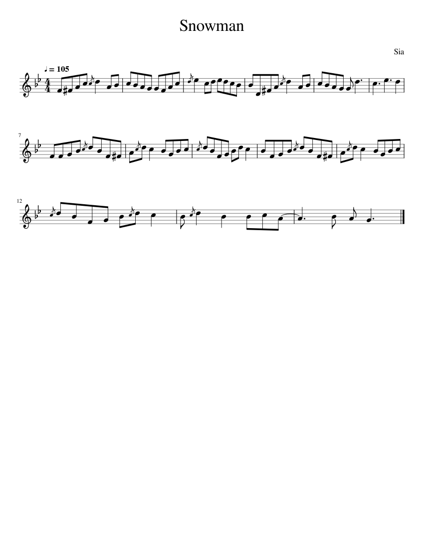 【ギフ_包装】 Music Sheet Snowman for MuseScore.com | (Solo) alto Saxophone ミュージック