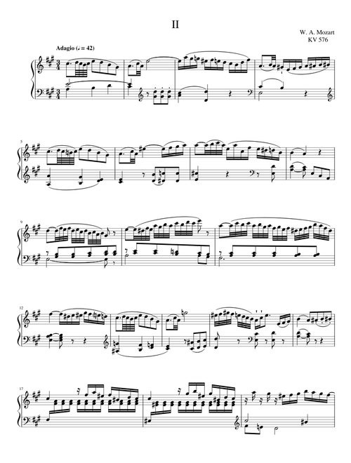 Mozart - Piano Sonata No. 18 in D major, K. 576 sheet music by