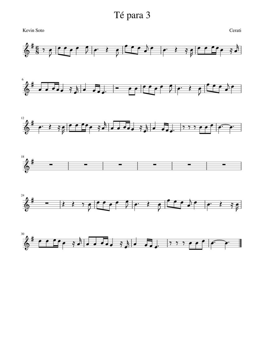 Té para 3 Sheet Music for Piano (Solo) easy | MuseScore.com
