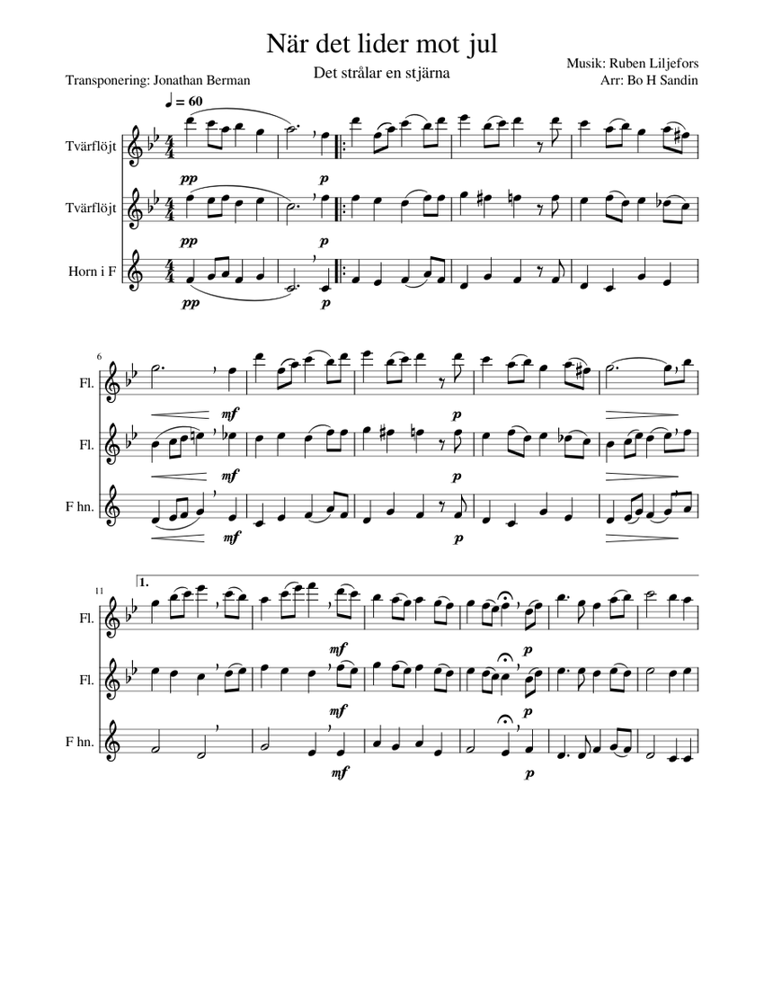 När det lider mot jul Ruben Liljefors När det lider mot jul Sheet music for Flute, French horn