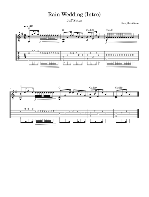 เหมือนวิวาห์ (Rain Wedding) – Jeff Satur Intro Guitar Tabs