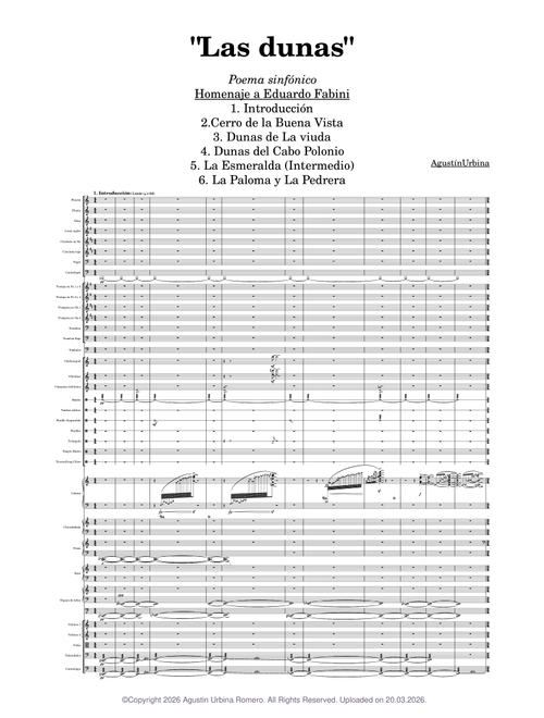 "Las Dunas" (Movimientos 1-5) Para gran Orquesta. Homenaje a Eduardo Fabini – Agustin Urbina