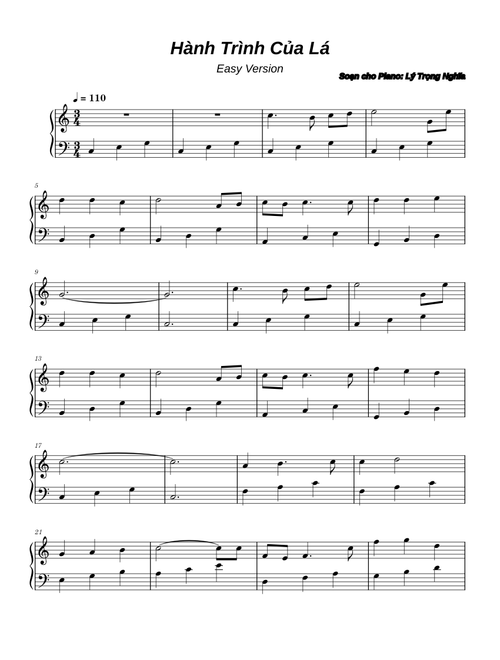 Hành Trình Của Lá - Easy Version - SHEET PIANO