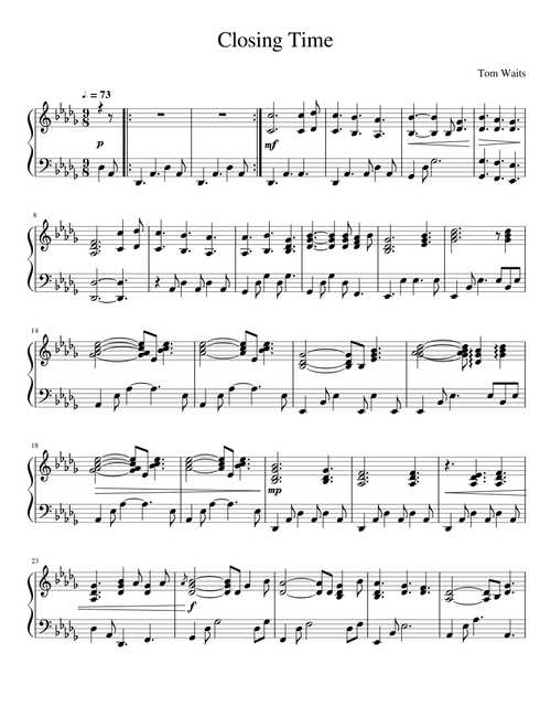 tom waits sheet music by paulhofmanadvies@gmail.com | Play