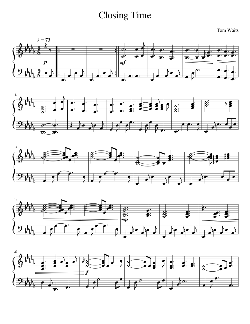 Closing Time Sheet music for Piano (Solo)